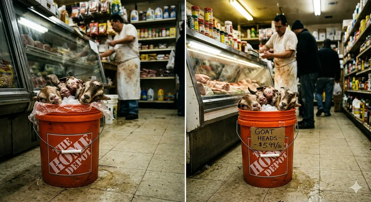 Bucket of goat heads